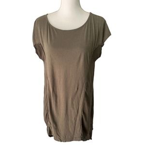 T.LA Army Green Short Sleeve High Low Tunic Top Womens Size XS